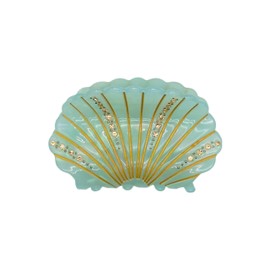 Aurasnap Sea Pearl Acetate Shell Claw Clip - Hair Clips with Sparkling Diamonds, Elegant Ocean-Themed Hair Accessories for Women (Jellyfish Green)