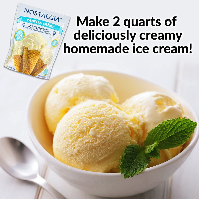 Nostalgia 2-Quart Homemade Premium Vanilla Crème Ice Cream Starter Mix