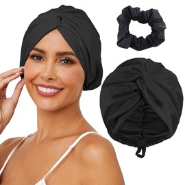 Gorro de Seda para Dormir, Gorro de Satin para Dormir Ajustable | Gorro de Cabello Rizado para Mujer con Banda Ancha Elástica, Gorro para Dormir, Gorr