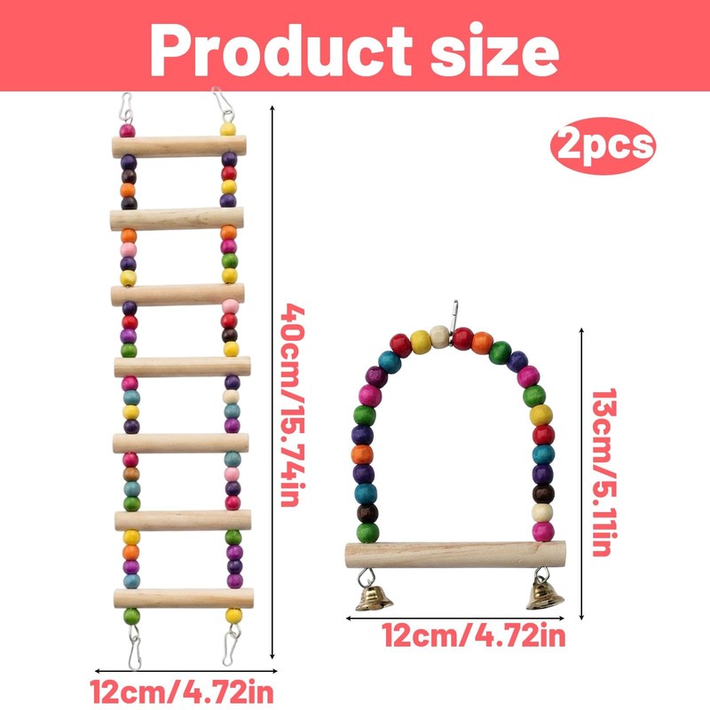 2 Pcs Bird Ladder Set, Bird Cage Ladder for Cage