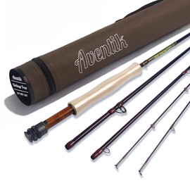 Aventik Heritage Trout Fly Fishing Rod with Extra Tip, 8'6'' 4wt & 9'0'' 5wt 6wt, 4/5-Pcs Travel Fly Rod, High Carbon Fiber Fast Action for Small Creeks & Rivers(9'0'' LW5)