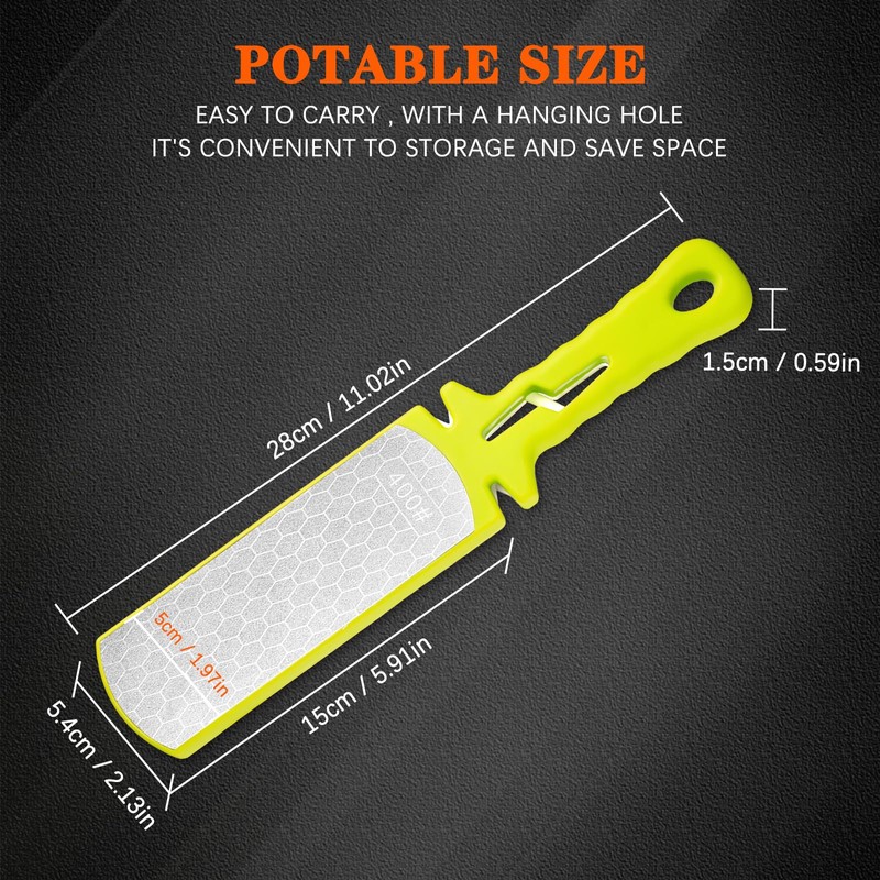 Diamond Sharpening Stone,400/1000 Grit Handheld Double-Sided Diamond Sharpener 5 in