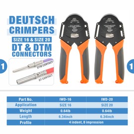 IWISS iCrimp KIT-DC02 Wire Crimping Tool Kit for Deutsch Connectors and Weather Pack Terminals with Connector Removal Tools