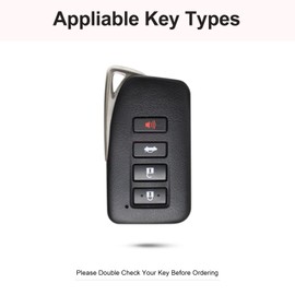 RUABIBAN for Lexus Key Fob Cover with Keychain, Black Genuine Leather Crystal Key Case Protection Shell Compatible with Lexus RX ES GS LS NX RS GX LX RC LC Smart Key