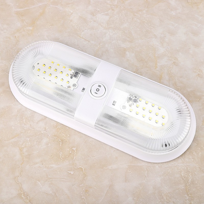 RV Ceiling Light LED Fixture Double Dome 4500K Camp Trailer