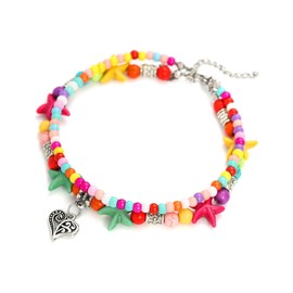 Starain Colorful Beaded Anklets for Women, Charm Layered Bead Ankle Bracelet Multicolor Boho Beaded Anklet Gift for Her