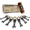 SUZUME Stubby Wrench Set 8PCS Metric (8-17mm) 180° Flexible Head