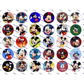 Crafting Mania LLC 30 Precut 1" Mickey Mouse Bottle cap Images Set 2