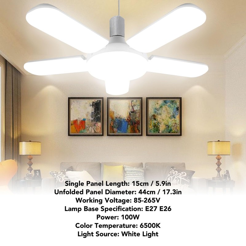 Topyond LED Garage Light, 100W 8000LM Deformable Ceiling Light, 5