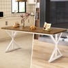 AMICLIBER Farmhouse Dining Table for 6 People, 70.8 Inch Rectangular