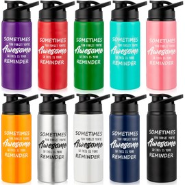10 Pcs Thank You Appreciation Gifts Aluminum Water Bottles Bulk Water Bottle with Snap Lids Lightweight Leak Proof Sports Water Bottle Travel Bottles for Gym Camping Hiking (Multicolor, 20 Oz)