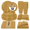CLIYTICA Gold Plastic Plates Set-50 Guest 9" Dinner Plates &