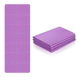 Flintronic Foldable Yoga Mat, Travel Yoga Mat, 4mm Thick Exercise Mat, Non-Slip TPE Yoga Matt, Foldable Portable Gym Mat for Yoga, Pilates, Fitness, Sports, Training, Purple-183 x 61 x 0.4CM