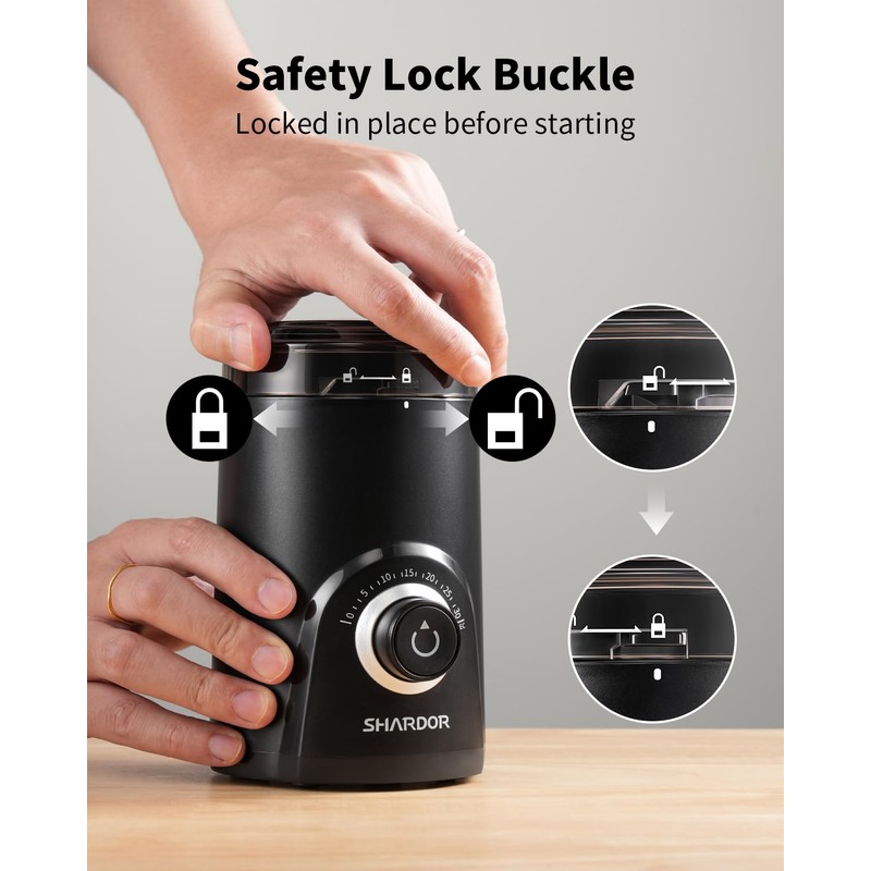 SHARDOR Electric Super Silent Blade Coffee Grinder, Timed Grind Control
