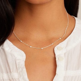 LecAit 14K Gold/Silver Plated Station Necklace for Women | CZ Diamond Choker Necklaces | Simulated Diamond BTY Necklace | Gold Cubic Zirconia Chain Choker Necklaces for Women, Cubic Zirconia, Cubic