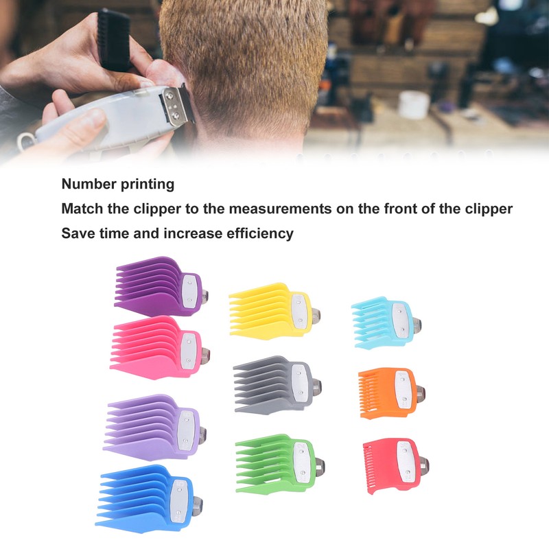 10 Sizes Hair Clipper Combs Guides Professional Colorful Number Coded