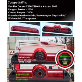 4.3'' Inch TFT LCD Color Auto Monitor +【Special Red Lens】1280x720 Pixel 1000 TV Lines Parking Camera HD Rear View Backup Camera for Fiat Ducato X250 X290/Peugeot Boxter/Citroen Jumper Transporter Van