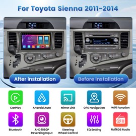 for Toyota Sienna 2011 2012 2013 2014【Wireless Carplay 】 Fuluku Android 13 Carplay Radio with Android Auto, 9 Inch Touchscreen Stereo WiFi/Bluetooth/GPS/SWC/Mic/Backup Camera