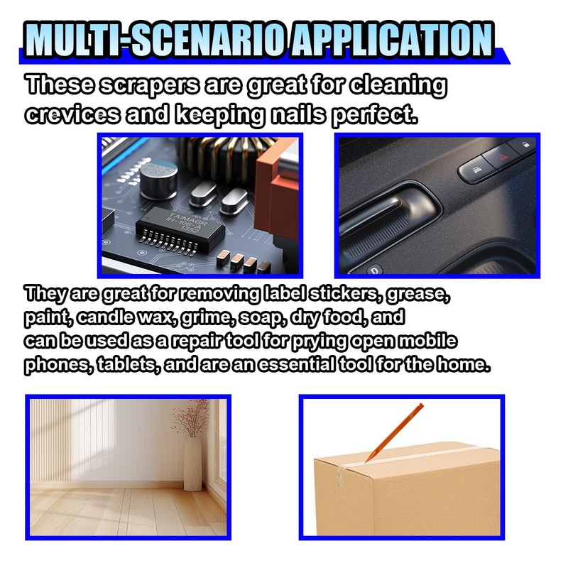 DUSCOKE 3PCS Plastic Scraper Tool - Multi-Purpose Non-Scratch Scrapers Cleaning