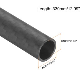 QUARKZMAN Pack of 2 Carbon Fibre Tubes, 10 x 12 x 330 mm, Matte Surface Bar, 3K Roll Wrapped Pure Carbon Fibre Round Tube for RC Aircraft Multicopter