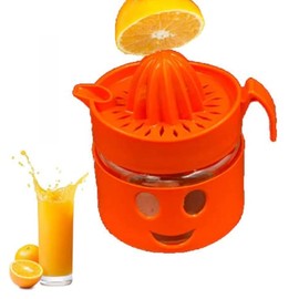 Buy-Simplicity® Glass Manual Fruit Juicer Hand Press Lemon Lime Orange Citrus Squeezer Multifunctional Hand Fruit Press Container 300ML (Plastic & Glass Dark Orange Squeezer)