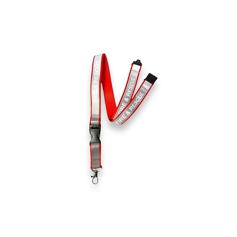 20mm Red Fire and Rescue Reflective Lanyard Safety Breakaway &