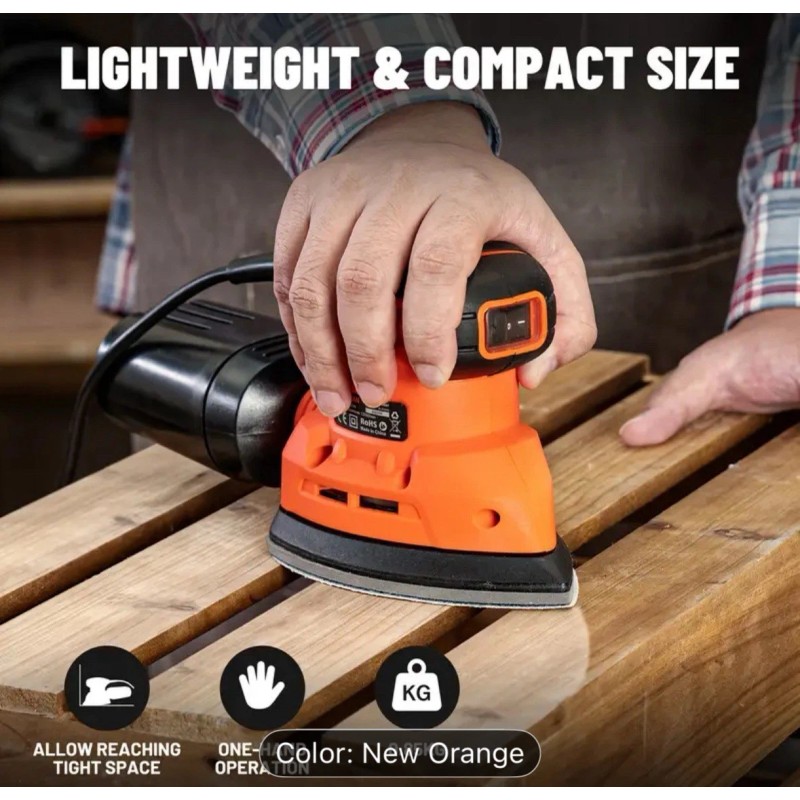 Dovaman 130W Detail Hand Sander Tool With 12Pcs Sandpapers For