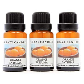 Crazy Candles Orange Satsuma (Made in USA) 3 Bottles 1/2 Fl Oz Each (15ml) Premium Grade Scented Fragrance Oil (Zesty Aroma of Pineapple, Grapefruit and Apple)