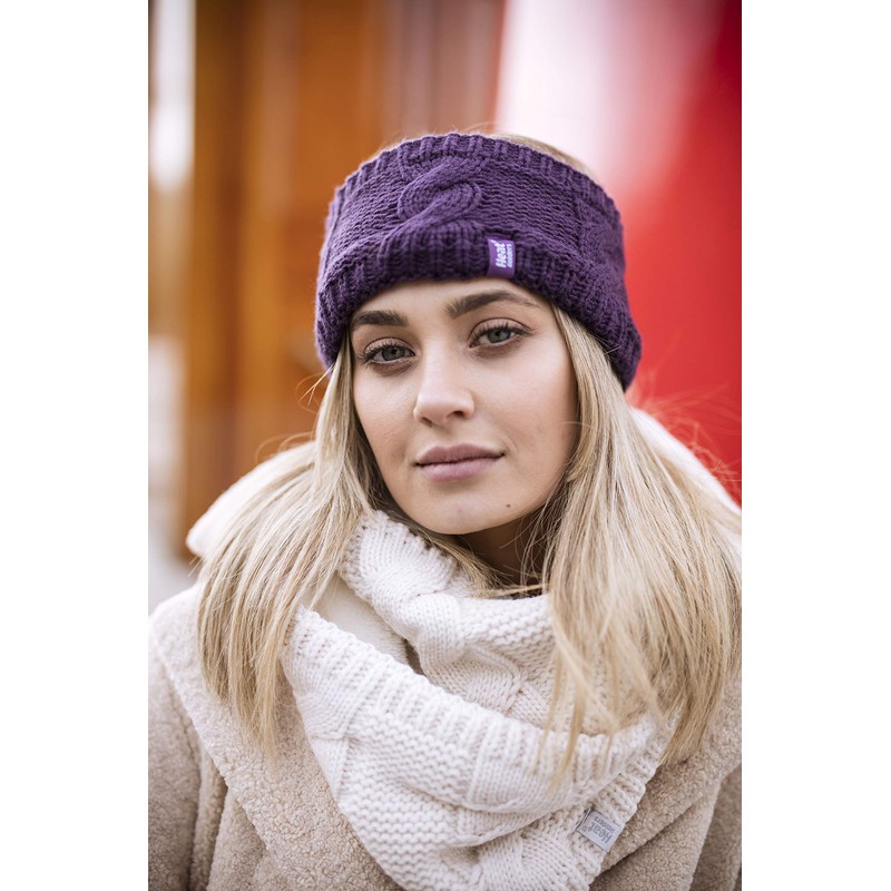 Heat Holders - Ladies Thick Cable Knitted Fleece Lined Thermal