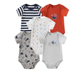 Chamie Baby Unisex Cotton Bodysuit Short Sleeve Bodysuits Newborn Baby Boy Girl Romper Infant Babygrow 5 Pack