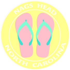Athena Brands Flip Flops Nags Head North Carolina - Car Truck Window Bumper Sticker Decal - Fun In The Sun Yellow