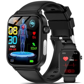 2025 Smartwatch ECG/BV / Uric Acid / BMI Men Women Health Watch with Phone Function/SOS Button, 24H Heart Rate SPO2 Blood Pressure Body Temperature Sleep Monitor Fitness Watch for Android/iOS