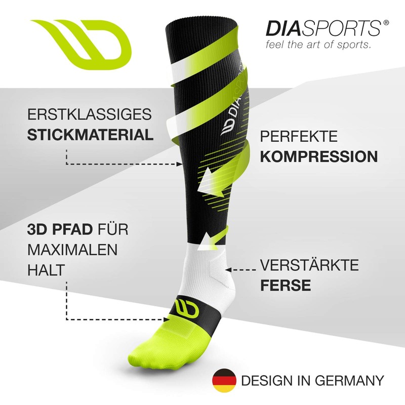 Diasports Runstars Compression Socks for Marathon & Triathlon, High-Quality Compression