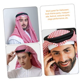 Beavorty Saudi Men's Hairband Headbands for Men Turbante Arabe Para Hombre Bandana for Men Keffiyeh Arabian Headwear Arab Costume Headband Arab Costume for Men Arabian Costume Pu Man Arabic