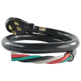 Conntek 14300 RV Power Cord 4-Foot RV 50 Amp Male Plug To Bare Wire , Black