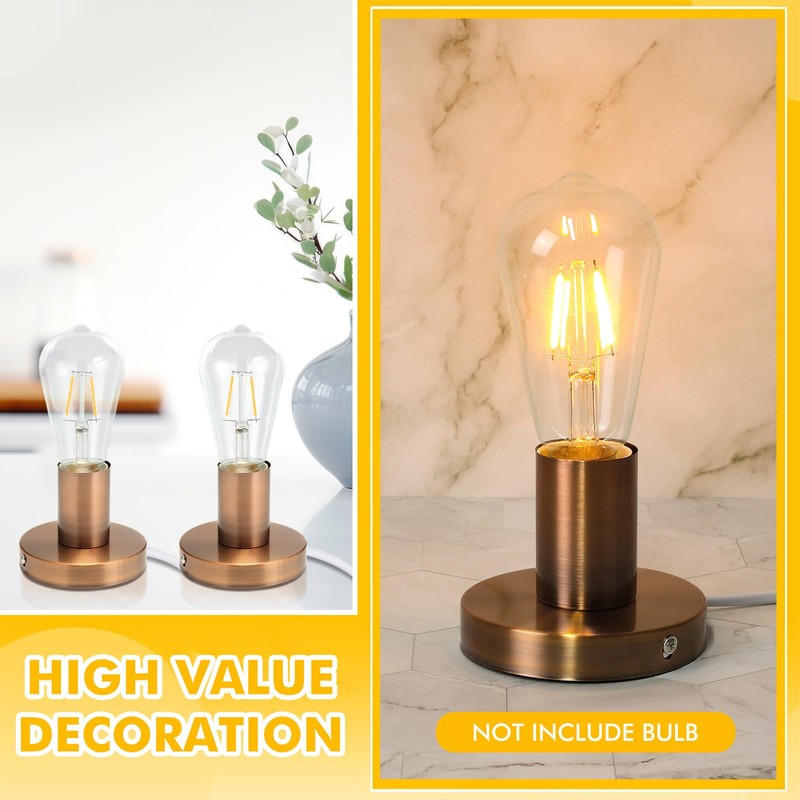 Tuanse 2 Pcs Polished Metal Desktop Lamp Base E26 E27