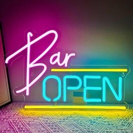 RuCvixkt Bar Open Neon Sign - Led Open Sign for Business,Open Neon Signs for Wall Decor Welcome Light Up Sign for Beer Bar Man Cave Cafe Home Stores Hotel