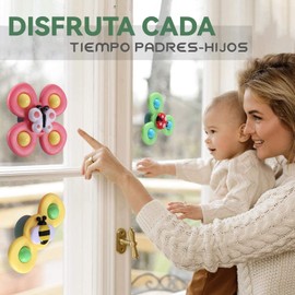 Jesir - 3pcs Juguete Giratorio con Ventosa, Juguetes sensoriales,Juguetes de baño para Jugar, aliviar el estrés, etc los Mejores Regalos para niños y niñas Serie de Insectos)