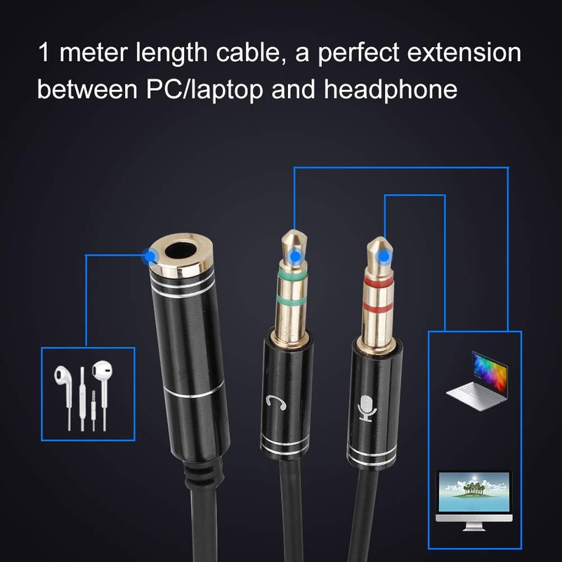 Diyeeni 3.5 mm Hembra a 3.5 mm Doble Macho Cable