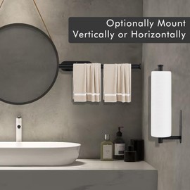 Stainless Steel Paper Towel Holder for Kitchen Loose Paper Towels - Self Adherent Under Cabinet with Adhesive and Screw Options (2, Black)