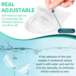 Skyfoot 3 Layers Adjustable Heel Wedge Inserts for Supination & Pronation Correction, Adhesive Medial & Lateral Heel Insoles for Bow Legs, Knee Pain, Foot Alignment (L: W 7-11, M 7-10, Black)