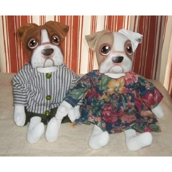 Cloth Doll Pattern, Bulldog, Folk Art Doll, Primitive doll