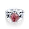 Bezel Set Two Tone Compressed Pink Rhodochrosite Statement Ring Band