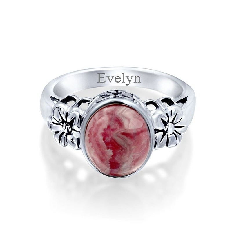 Bezel Set Two Tone Compressed Pink Rhodochrosite Statement Ring Band