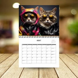 2025 Calendar - 2025 Wall Calendar, 12 Month Calendar, January 2025 - December 2025, 8" x 11", 2025 Wall Calendar, Double Bound - Stylish Cat Calendar