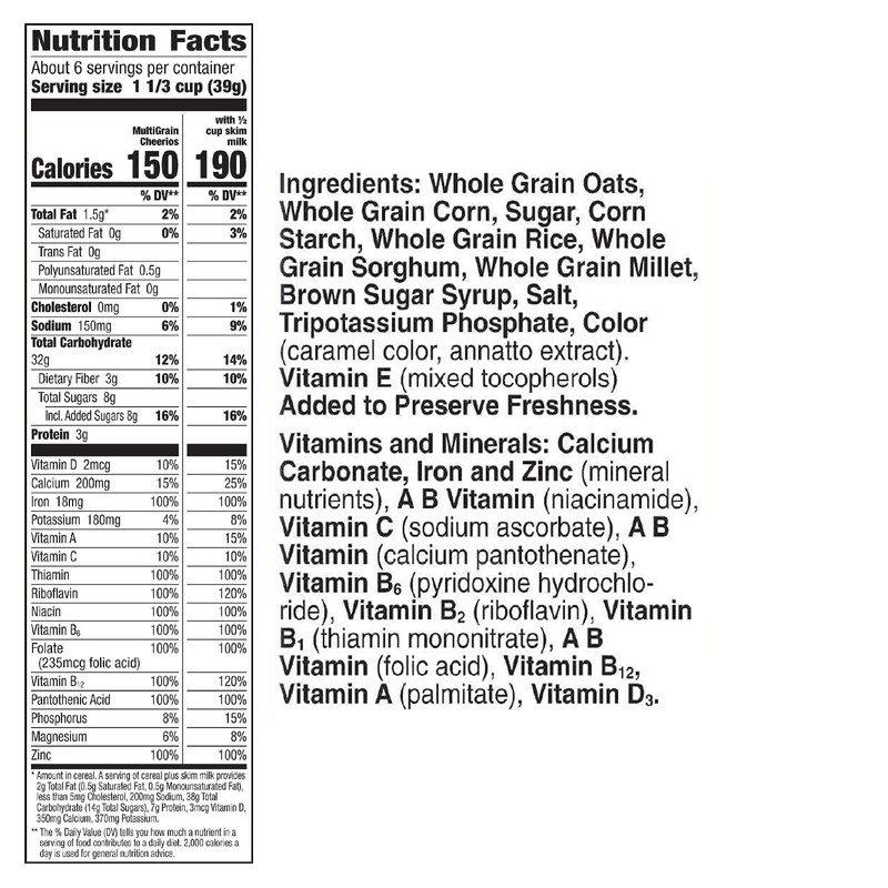 Cheerios Multi Grain, Breakfast Cereal, Gluten Free, Whole Grain Oats,
