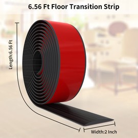 10Ft Floor Transition Strip, Floor Cover Strips Self Adhesive Flooring Transitions Laminate, 5cm Wide Vinyl Floor Flat Divider Strip Trim for Carpet Threshold Strip (Black)