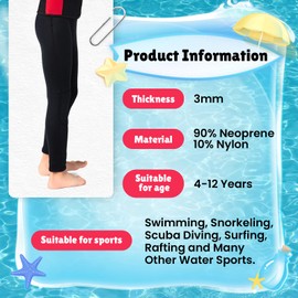 Intbost 3mm Wetsuit Pants for Kids Neoprene Bottom for Boys Keep Warm in Cold Water Wet Suit Pants for Girls Wetsuit Pants Toddler Little Children Swimming Scuba Diving Snorkeling