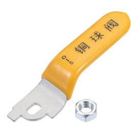 MECCANIXITY Small Lever Handle 2 Inch Length Iron Chrome Plated Replacement Quarter Turn with Plastic Grip Yellow for Ball Valve