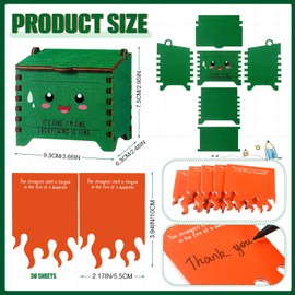 Sherr Emotional Support Dumpster Desk Accessories Employee Month Appreciation Gifts Bulk Funny Wooden Pencil Holder with Fire Flame Sticky Notes for Team Coworker Office Staff Social Worker(12 Set)